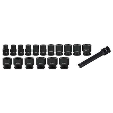 Powerbuilt 18Pc 1/2" Drive SAE Impact Socket Set 940837